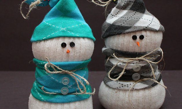 куклы из носков снеговик