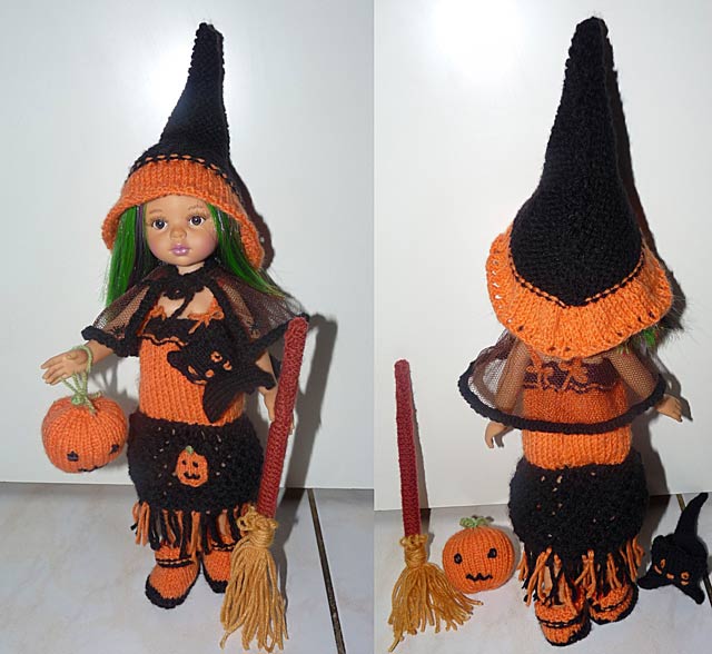 Ведьма Хэллоуин наряд для куклы