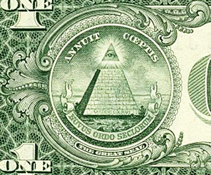 Купюра 1 доллар глаз на пирамиде